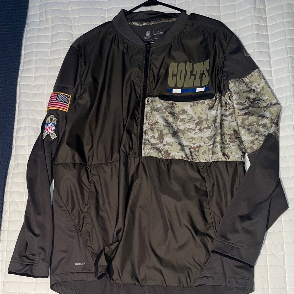 Nike Men's Green and Camouflage Colts Jacket